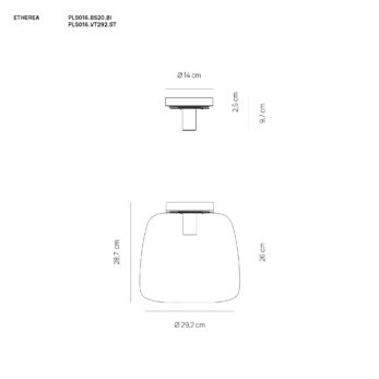 ETHEREA SMALL WHITE CEILING LIGHT 1X18W LED E27 drawing