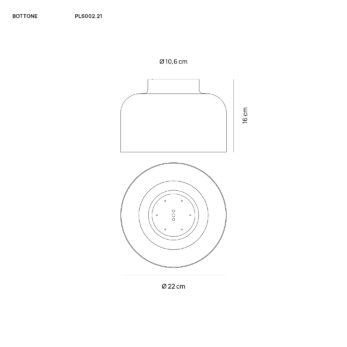 Vivida International Bottone Plafoniera PLS002.21 DISEGNO TECNICO