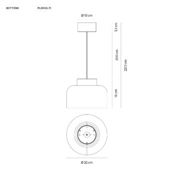 Vivida International Bottone Sospensione PLS002.31 DISEGNO TECNICO