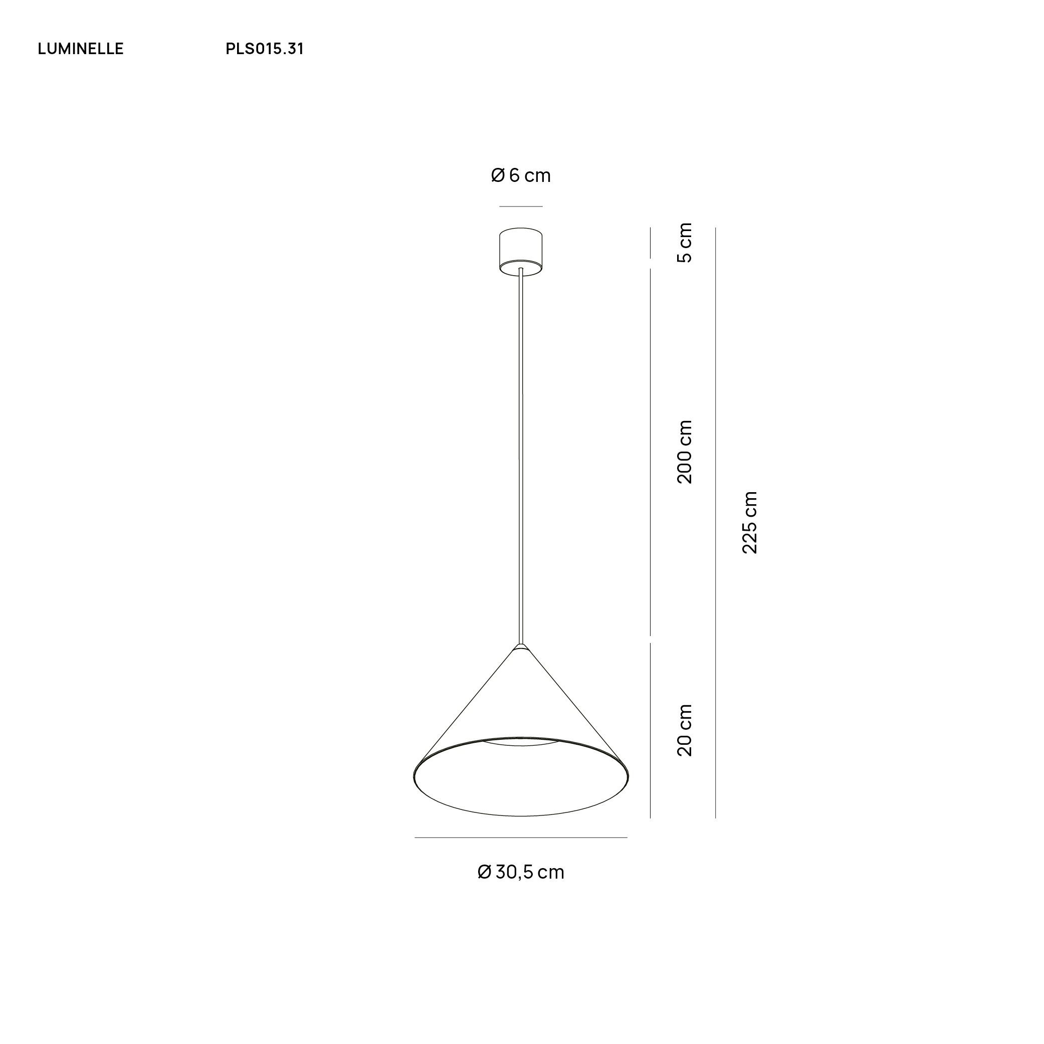 Vivida International Luminelle Sospensione PLS015.31 DISEGNO TECNICO
