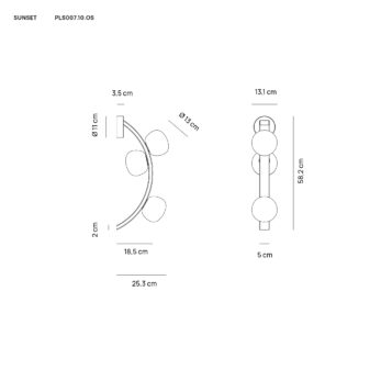 Vivida International Sunset Wall Sconce PLS007.10 TECHNICAL DRAWING