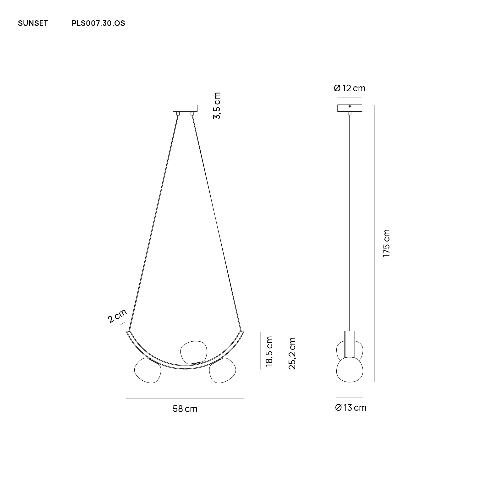 Vivida International Sunset pendant PLS007.30 TECHNICAL DRAWING