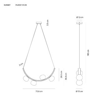 Vivida International Sunset pendant PLS007.31 TECHNICAL DRAWING
