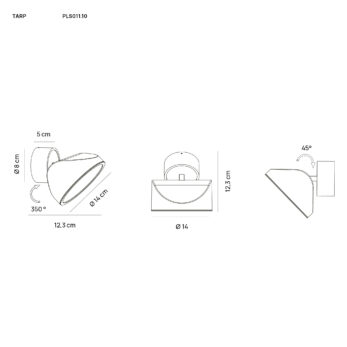 Vivida International Tarp Wall lamp PLS011.10 TECHNICAL DRAWING