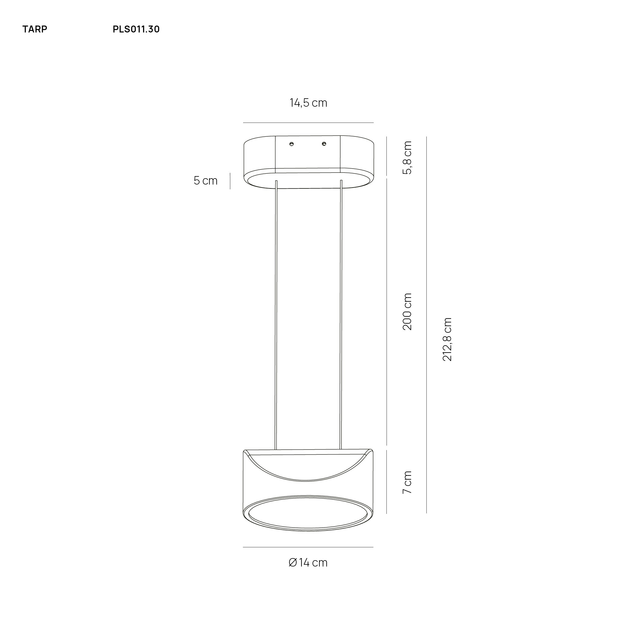 Vivida International Tarp Pendant PLS011.30 TECHNICAL DRAWING