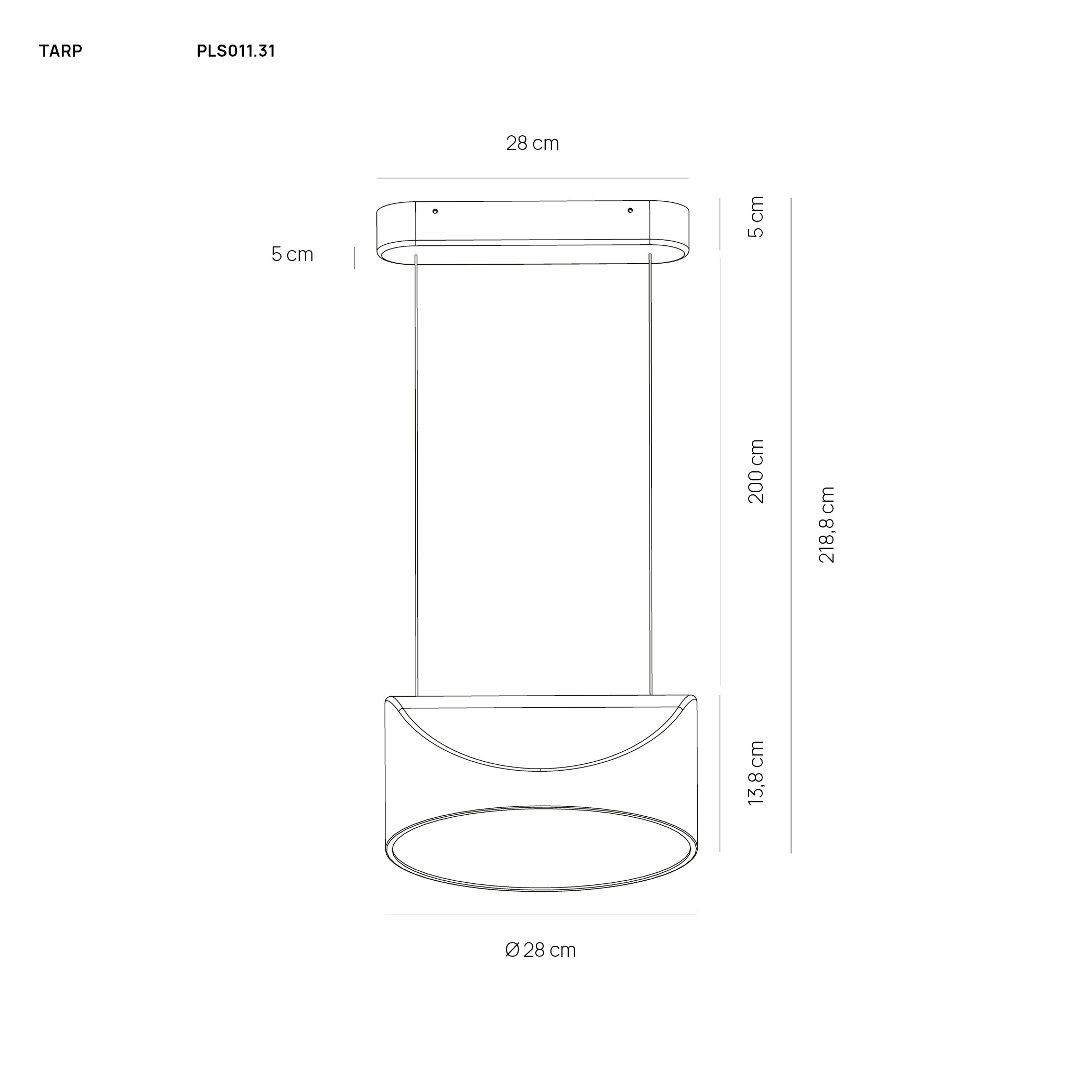 Vivida International Tarp Pendant PLS011.31 TECHNICAL DRAWING