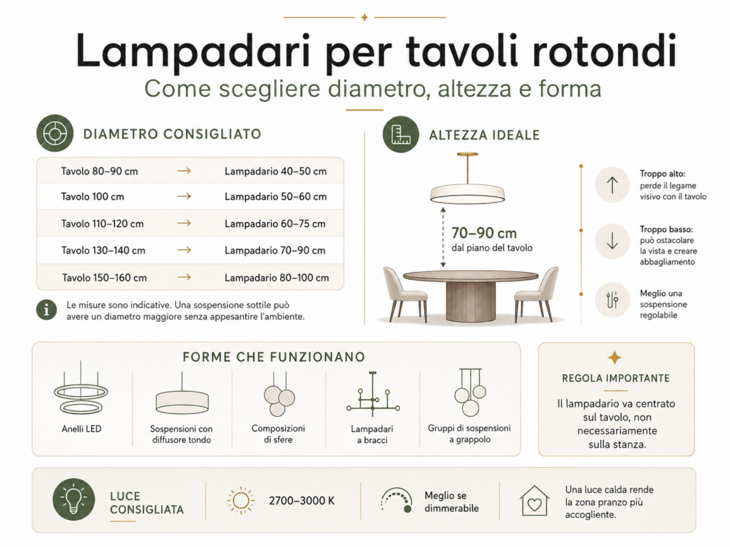 lampadari per tavoli rotondi