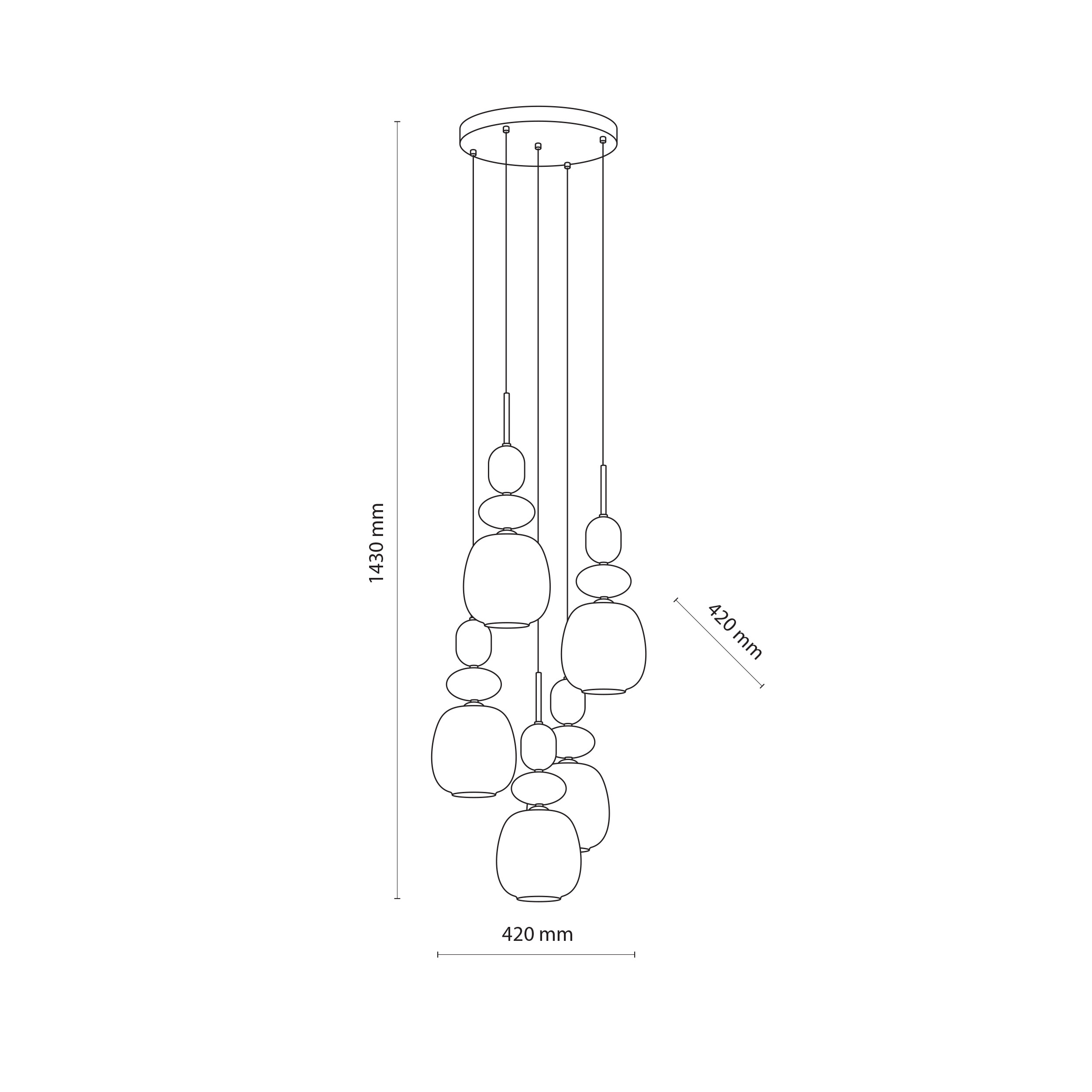 Tk Lighting Sospensione 11874 ZEN SABIA BOTTI WHITE R