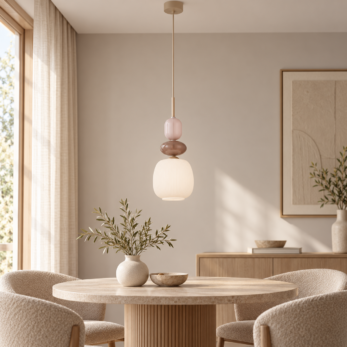 Tk lighting Zen sospensione 1 luce vetro bianco